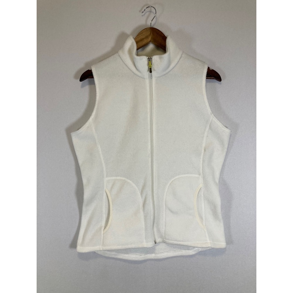 Gorpcore Woolrich Womens L Winter White Fleece Full Zip Mock‎ Neck Vest 18544